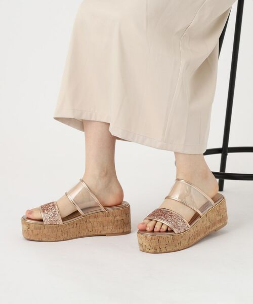 ESPERANZA / エスペランサ サンダル | グリッター×クリアベルト 厚底コルクサンダル | 詳細19
