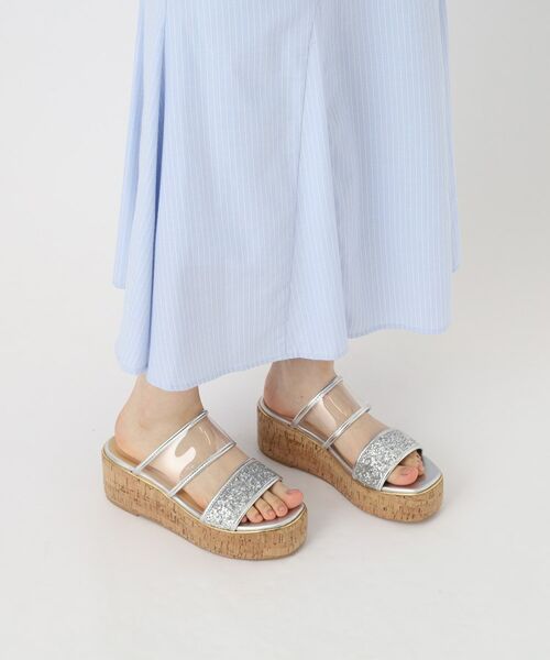 ESPERANZA / エスペランサ サンダル | グリッター×クリアベルト 厚底コルクサンダル | 詳細22