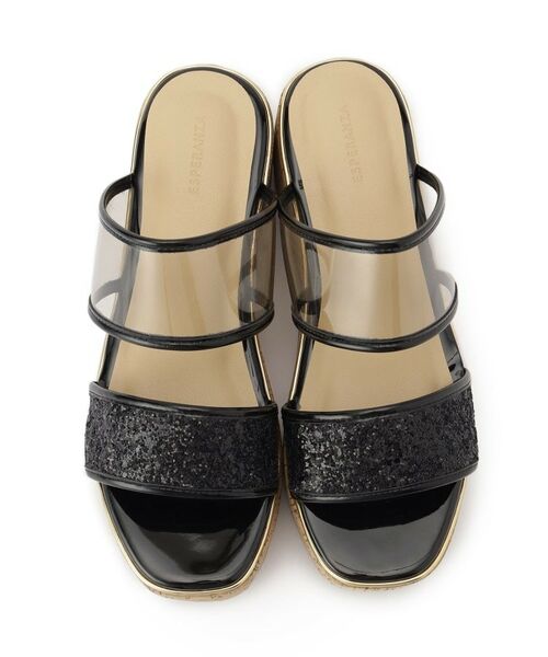 ESPERANZA / エスペランサ サンダル | グリッター×クリアベルト 厚底コルクサンダル | 詳細3