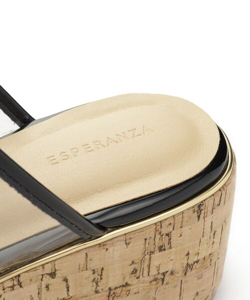 ESPERANZA / エスペランサ サンダル | グリッター×クリアベルト 厚底コルクサンダル | 詳細6