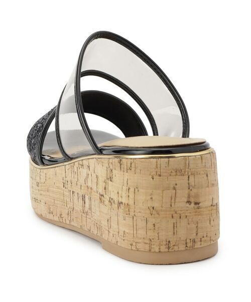 ESPERANZA / エスペランサ サンダル | グリッター×クリアベルト 厚底コルクサンダル | 詳細8