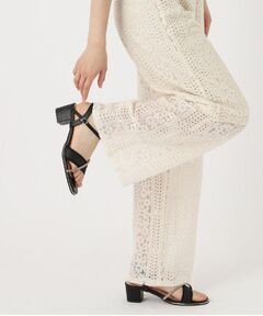 ESPERANZA / エスペランサ サンダル | ラメ×ラインストーンスクエアトゥサンダル