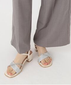 ESPERANZA / エスペランサ サンダル | ラメ×ラインストーンスクエアトゥサンダル