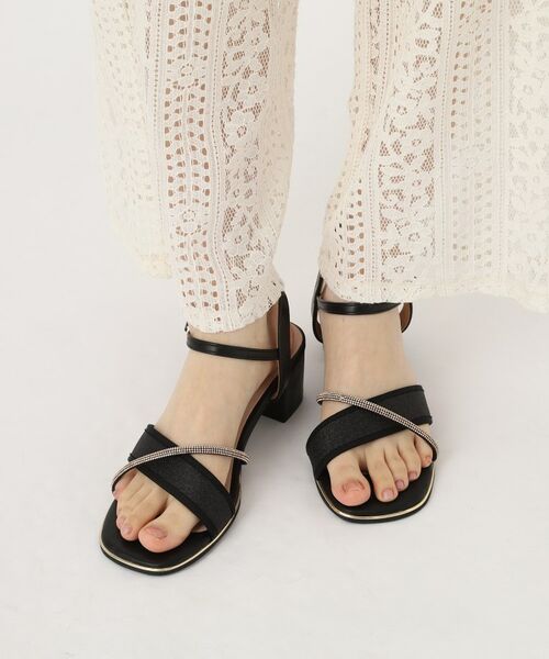 ESPERANZA / エスペランサ サンダル | ラメ×ラインストーンスクエアトゥサンダル | 詳細2