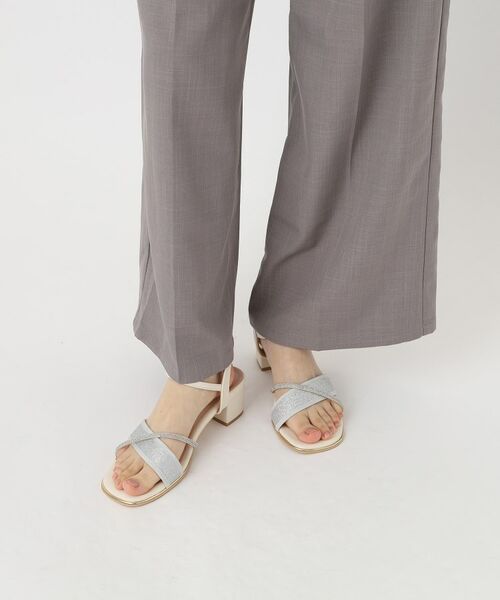 ESPERANZA / エスペランサ サンダル | ラメ×ラインストーンスクエアトゥサンダル | 詳細8