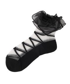 ESPERANZA / エスペランサ ソックス | シースルーオーガンジーフリルレースアップ柄靴下