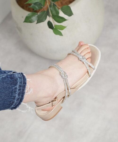 ESPERANZA / エスペランサ サンダル | ラインストーンサンダル(ゴールド(307))