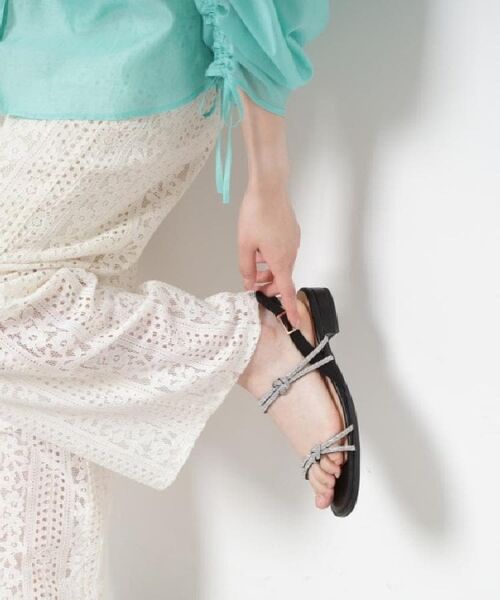 ESPERANZA / エスペランサ サンダル | ラインストーンサンダル(ブラック(319))