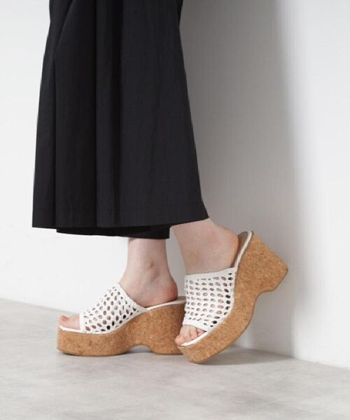 ESPERANZA / エスペランサ サンダル | マクラメ編みウェッジミュール(ホワイト(001))