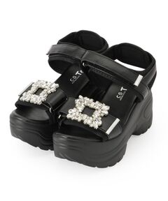 ESPERANZA / エスペランサ サンダル | 厚底ビジューバックルサンダル