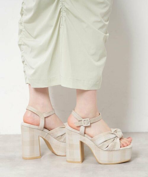 ESPERANZA / エスペランサ サンダル | 【ラク盛り/サンダル】リピーター続出/脚長美脚 ツイストリボンサンダル(ベージュ×チェック(952))