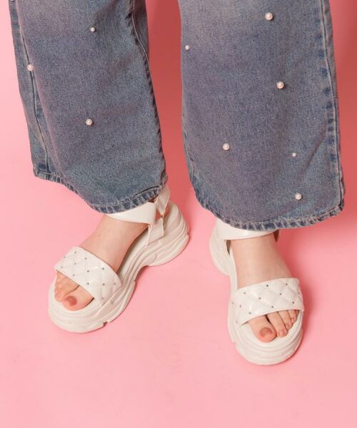 ESPERANZA / エスペランサ サンダル | キルティング 面ファスナーストラップサンダル(アイボリー(004))