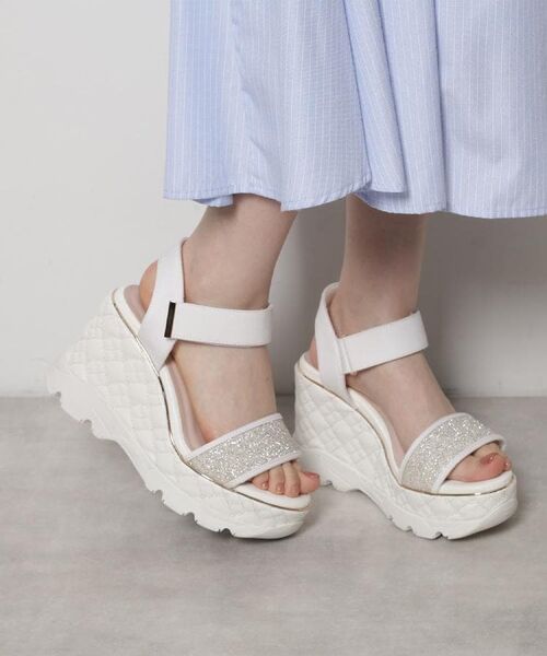 ESPERANZA / エスペランサ サンダル | キルティングウェッジソールスポサン(アイボリー(904))