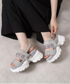 ESPERANZA / エスペランサ サンダル | ツイード風フラワーベルトスポサン