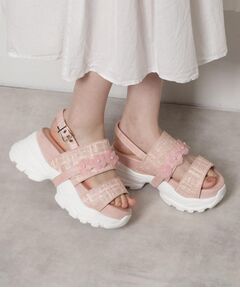 ESPERANZA / エスペランサ サンダル | ツイード風フラワーベルトスポサン