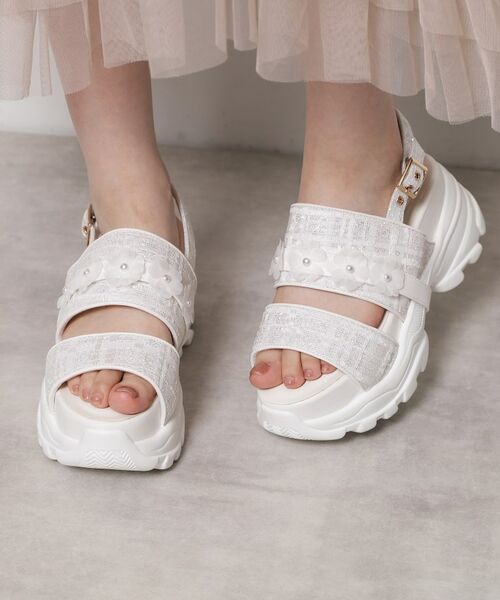 ESPERANZA / エスペランサ サンダル | ツイード風フラワーベルトスポサン | 詳細17