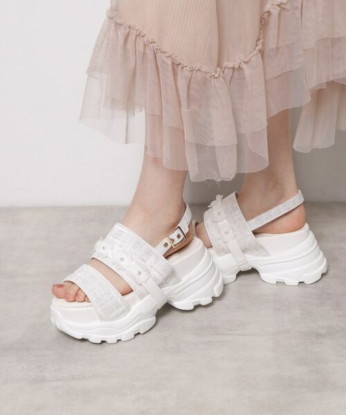 ESPERANZA / エスペランサ サンダル | ツイード風フラワーベルトスポサン | 詳細18