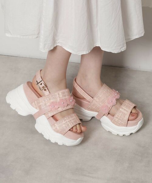 ESPERANZA / エスペランサ サンダル | ツイード風フラワーベルトスポサン | 詳細24