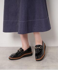 ESPERANZA / エスペランサ フラットシューズ | スクエアトゥエナメルビットローファー