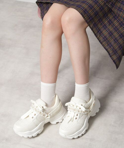 ESPERANZA / エスペランサ スニーカー | フリル×パール調ベルトツイードスニーカー | 詳細1