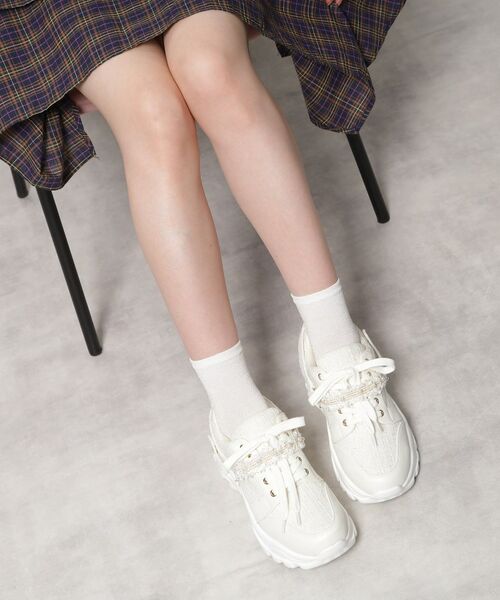 ESPERANZA / エスペランサ スニーカー | フリル×パール調ベルトツイードスニーカー | 詳細2