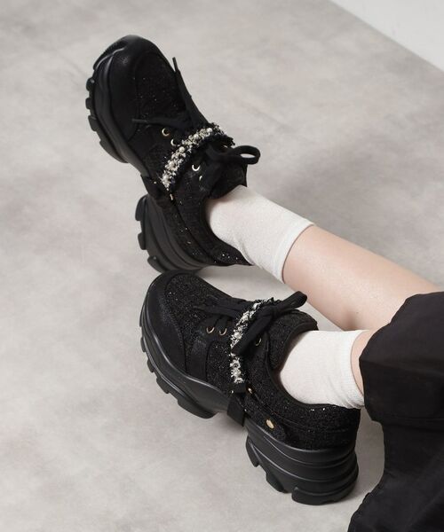 ESPERANZA / エスペランサ スニーカー | フリル×パール調ベルトツイードスニーカー | 詳細4