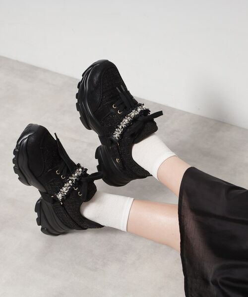 ESPERANZA / エスペランサ スニーカー | フリル×パール調ベルトツイードスニーカー | 詳細5