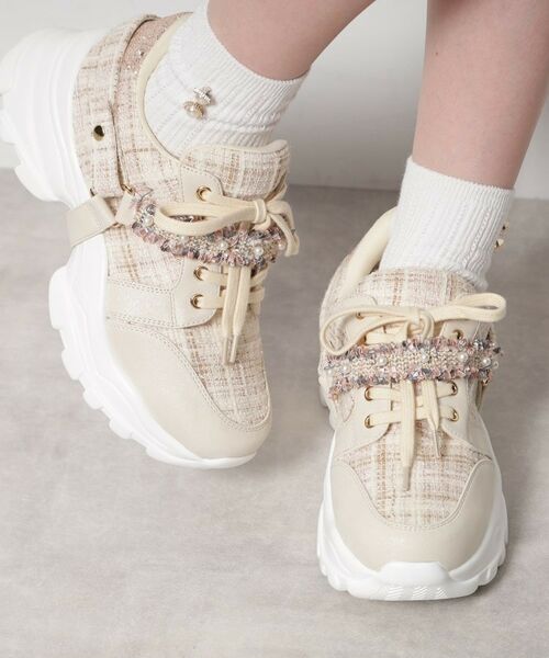 ESPERANZA / エスペランサ スニーカー | フリル×パール調ベルトツイードスニーカー | 詳細7