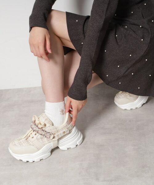 ESPERANZA / エスペランサ スニーカー | フリル×パール調ベルトツイードスニーカー | 詳細8