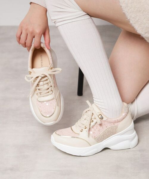 ESPERANZA / エスペランサ スニーカー | グリッター×ツイード ラインストーンスニーカー | 詳細7