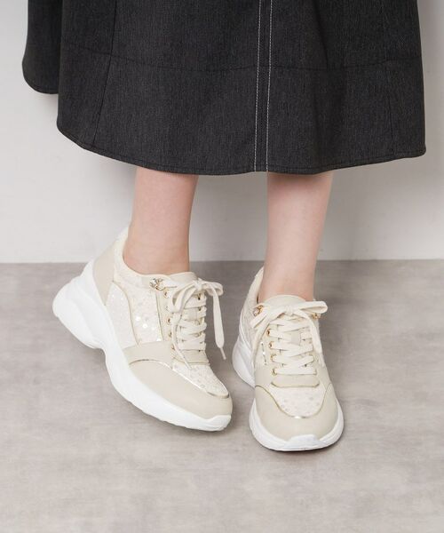 ESPERANZA/エスペランサ グリッター×ツイード ラインストーンスニーカー ホワイト(901) L(24.0cm-24.5cm) ESPERANZA/エスペランサ グリッター×ツイード ラインストーンスニーカー ホワイト(901) L(24.0cm-24.5cm)