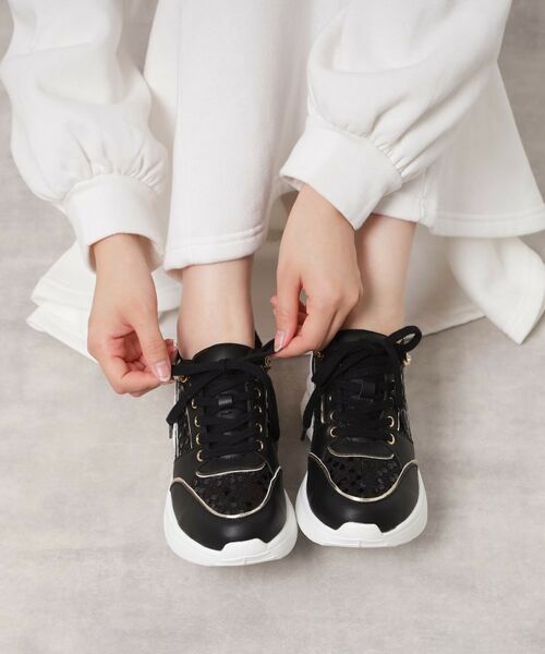 ESPERANZA / エスペランサ スニーカー | グリッター×ツイード ラインストーンスニーカー(ブラック(919))