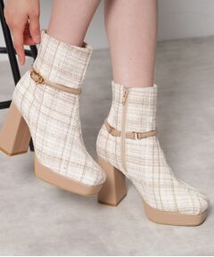 ESPERANZA / エスペランサ ブーツ（ショート丈） | 【EC先行販売】スクエアツイードショートブーツ