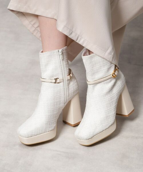 ESPERANZA / エスペランサ ブーツ（ショート丈） | 【EC先行販売】スクエアツイードショートブーツ | 詳細1