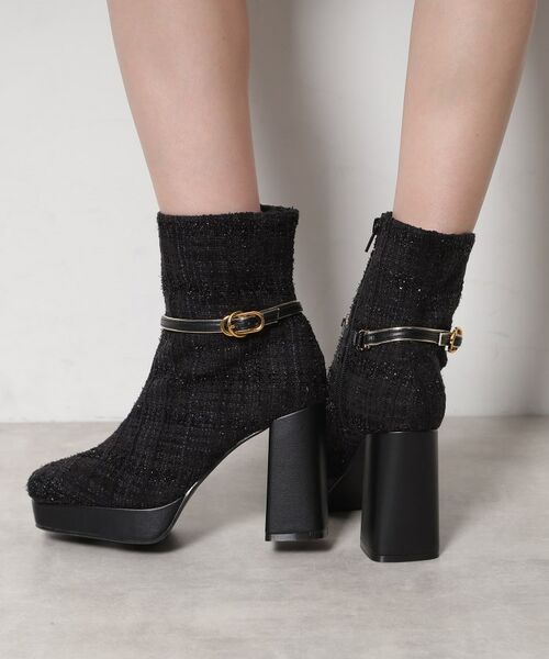 ESPERANZA / エスペランサ ブーツ（ショート丈） | 【EC先行販売】スクエアツイードショートブーツ | 詳細10