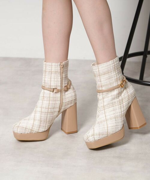 ESPERANZA / エスペランサ ブーツ（ショート丈） | 【EC先行販売】スクエアツイードショートブーツ | 詳細12