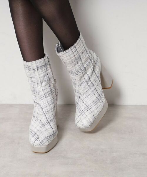ESPERANZA / エスペランサ ブーツ（ショート丈） | 【EC先行販売】スクエアツイードショートブーツ | 詳細7