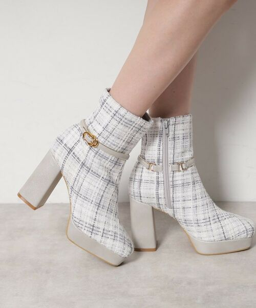 ESPERANZA / エスペランサ ブーツ（ショート丈） | 【EC先行販売】スクエアツイードショートブーツ | 詳細8