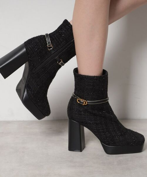 ESPERANZA / エスペランサ ブーツ（ショート丈） | 【EC先行販売】スクエアツイードショートブーツ | 詳細9