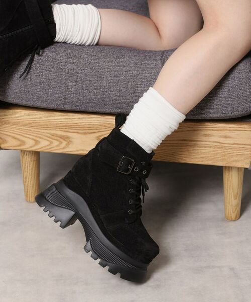ESPERANZA/エスペランサ レースアップバックル厚底ブーツ ブラック(319) M(23.0cm-23.5cm) ESPERANZA/エスペランサ レースアップバックル厚底ブーツ ブラック(319) M(23.0cm-23.5cm)