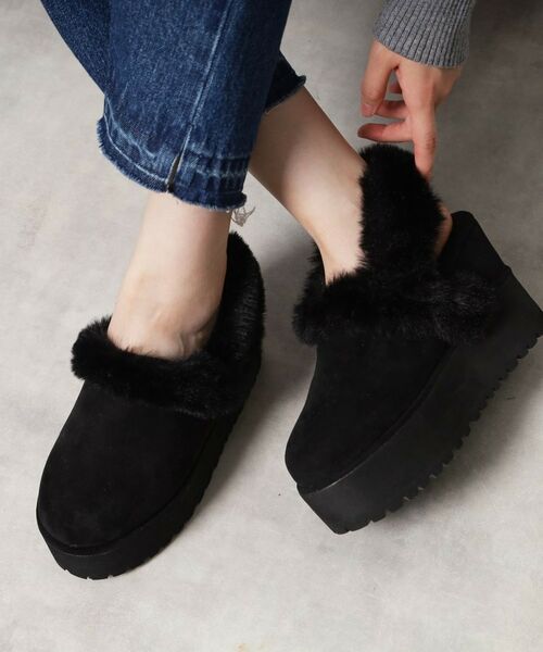 ESPERANZA / エスペランサ ブーツ(ショート丈) | SNSで話題!厚底2WAYフェイクムートンサボ(ブラック(119))