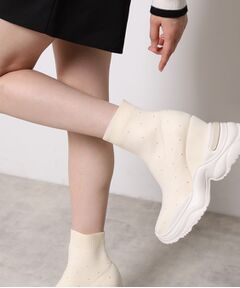 ESPERANZA / エスペランサ ブーツ（ショート丈） | スニーカーソールラインストーンニットブーツ