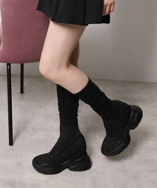 ESPERANZA / エスペランサ ブーツ(ショート丈) | スニーカーソールラインストーンニットブーツ | 詳細4