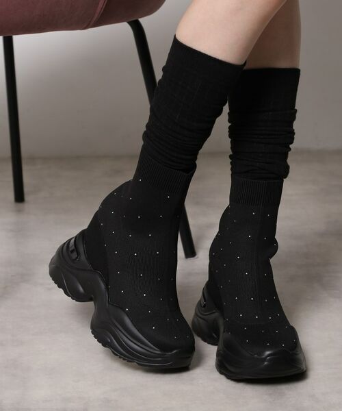 ESPERANZA / エスペランサ ブーツ(ショート丈) | スニーカーソールラインストーンニットブーツ | 詳細5