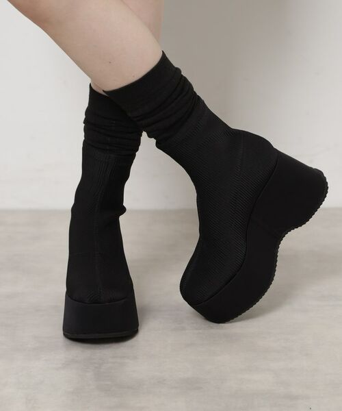 ESPERANZA / エスペランサ ブーツ（ショート丈） | スタイルぐんっとアップ！厚底ニットショートブーツ | 詳細1