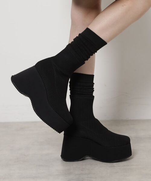 ESPERANZA / エスペランサ ブーツ（ショート丈） | スタイルぐんっとアップ！厚底ニットショートブーツ | 詳細2
