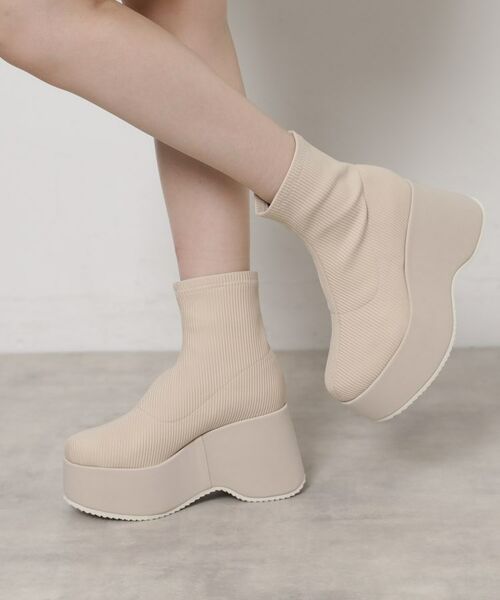 ESPERANZA / エスペランサ ブーツ（ショート丈） | スタイルぐんっとアップ！厚底ニットショートブーツ | 詳細7