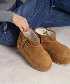 ESPERANZA / エスペランサ ブーツ（ショート丈） | 厚底レースアップリボンフェイクムートンブーツ