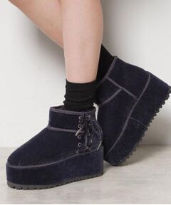 ESPERANZA / エスペランサ ブーツ（ショート丈） | 厚底レースアップリボンフェイクムートンブーツ