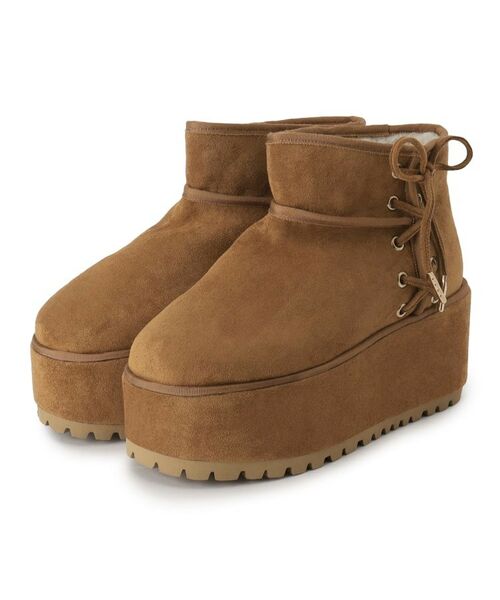 ESPERANZA / エスペランサ ブーツ(ショート丈) | 厚底レースアップリボンフェイクムートンブーツ | 詳細13